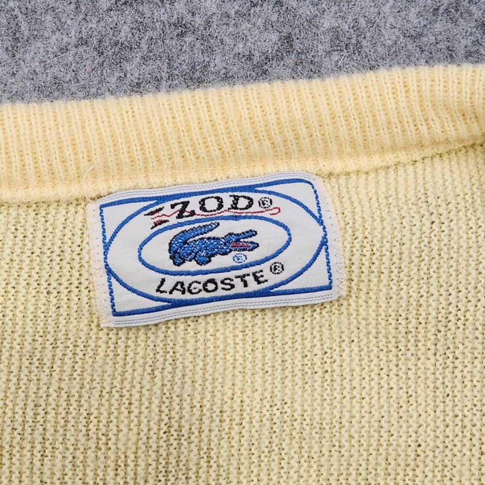 Vintage IZOD Lacoste Sweater Mens Large V Neck Pullover Crocodile 80s Knit USA - Picture 6 of 11